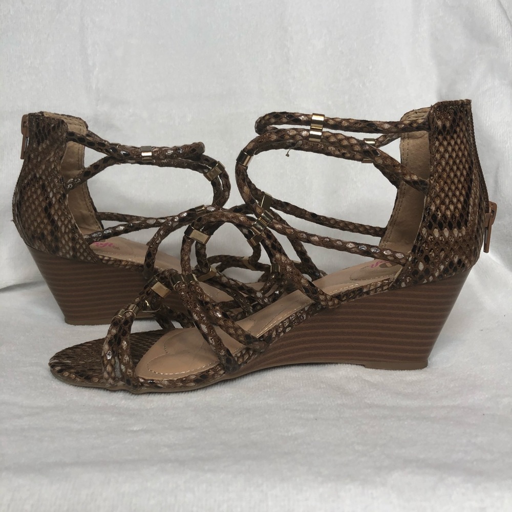 Snakeprint Strappy Wedges